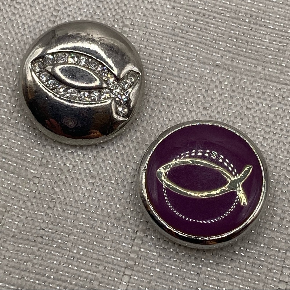 ICHTHYS - CHRISTIAN FISH - Set of 2 - Snap Button Charms - Ginger Snaps & Co.